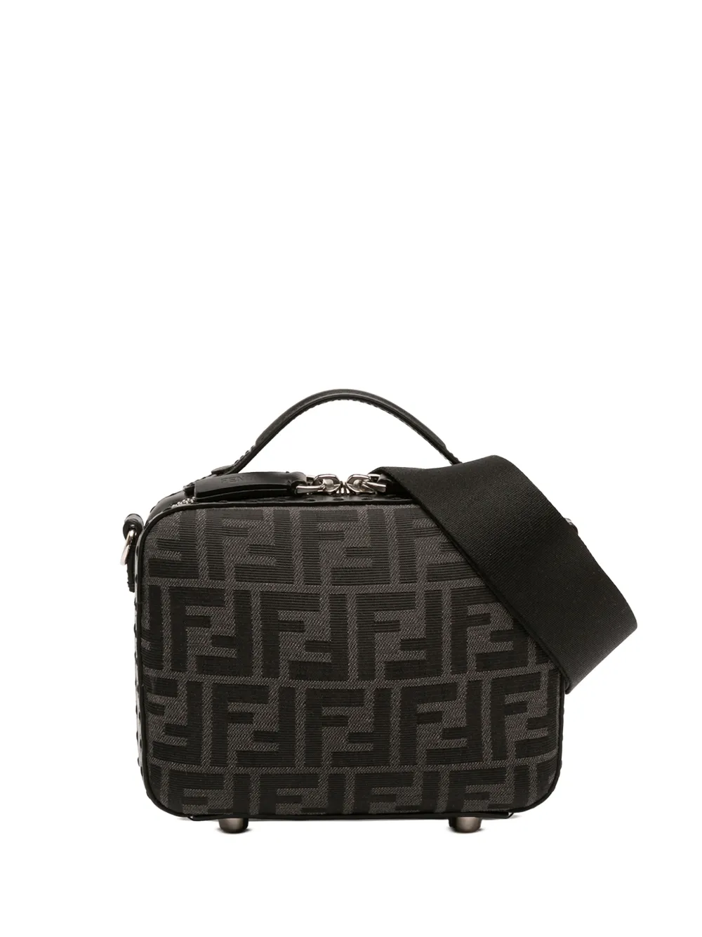 Pre-owned Fendi 2000-2010 Mini Zucca Canvas Suitcase Bag Satchel In Black