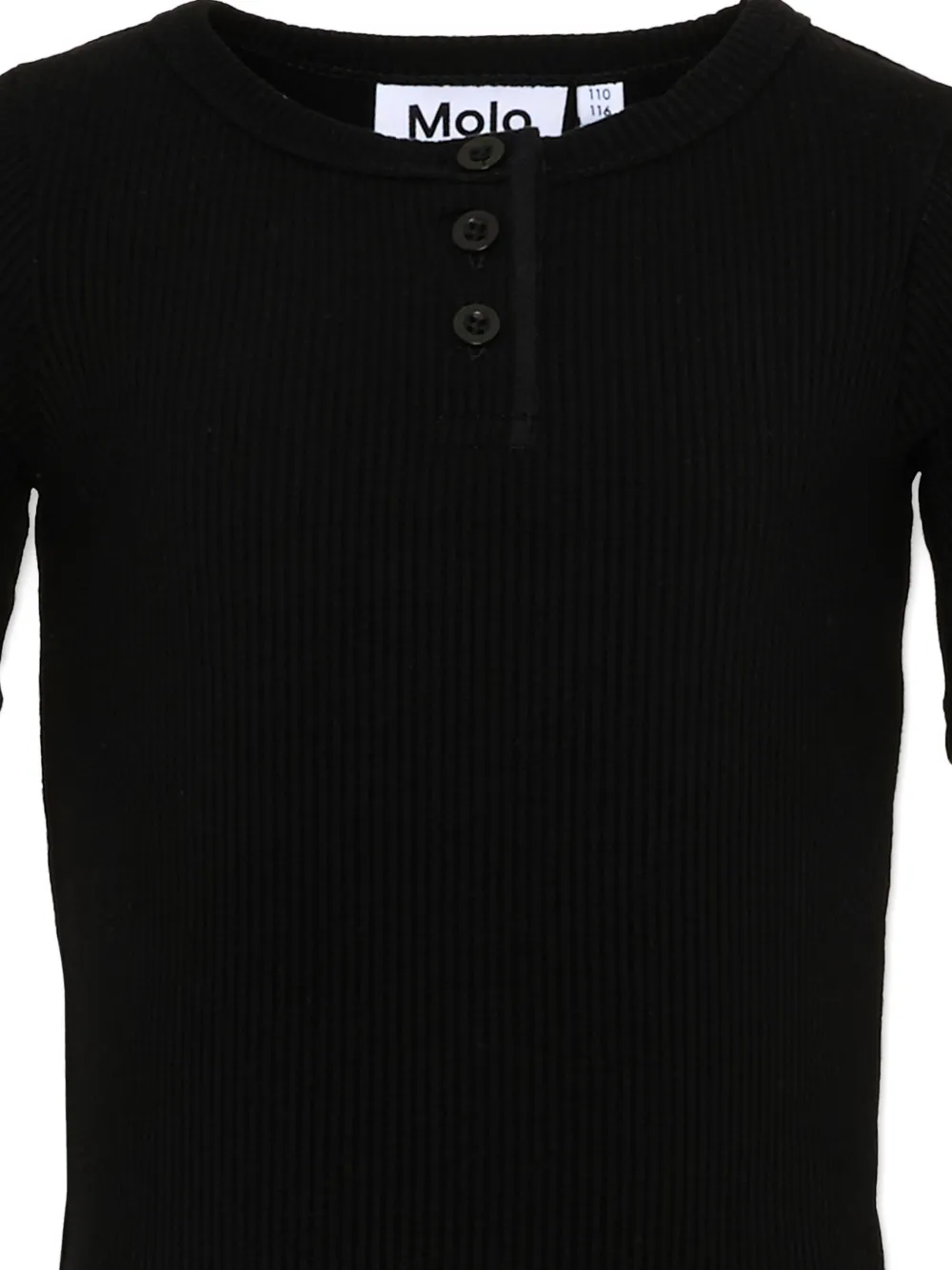 Molo Geribbeld T-shirt met knopen Zwart