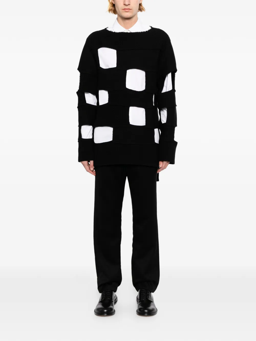 Comme des Garçons Homme Plus Opengewerkte trui Zwart