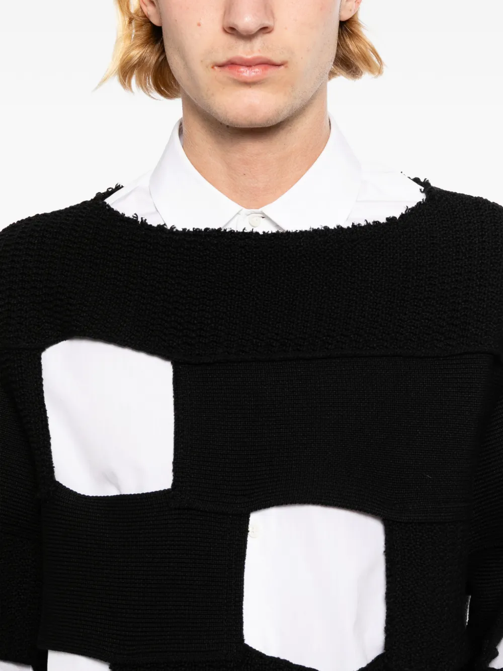 Comme des Garçons Homme Plus Opengewerkte trui Zwart