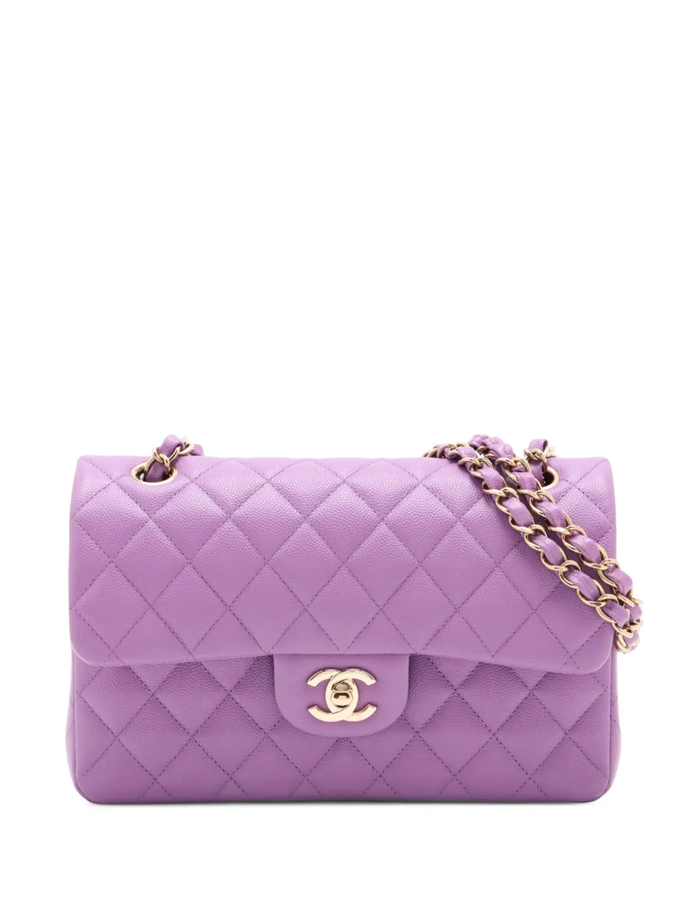CHANEL Pre-Owned 2021-2025 Small Classic Caviar Double Flap shoulder bag - Viola