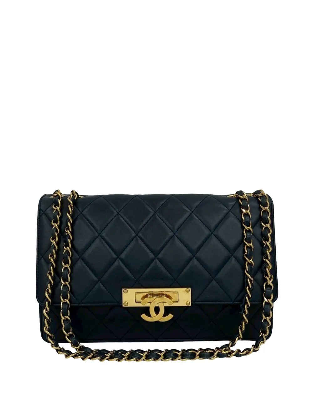 CHANEL Pre-Owned 2014 Quilted Lambskin Golden Class Flap shoulder bag - Blu