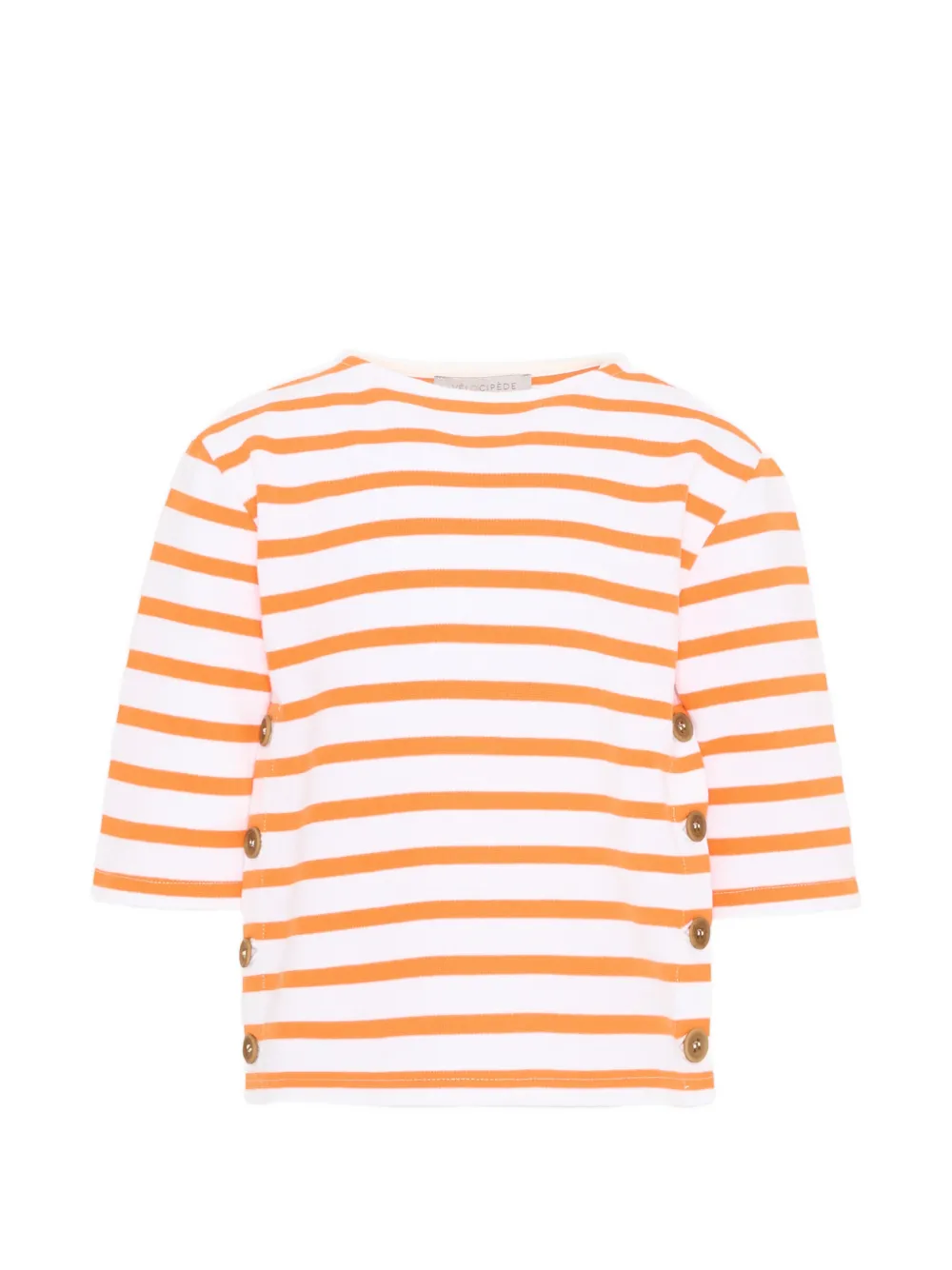 VÉLOCIPÈDE button-detail striped T-shirt - Arancione