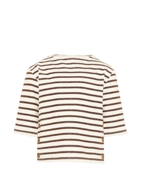 VÉLOCIPÈDE button-detail striped T-shirt