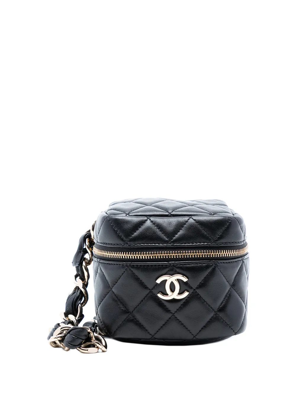 CHANEL Pre-Owned 2021 CC Quilted Lambskin Cube Wristlet Case vanity bag - Nero