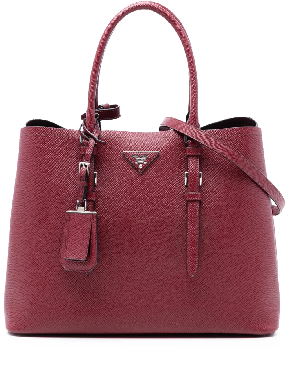Prada Pre-Owned 2013-2025 Medium Saffiano Cuir Double Handle satchel - Red