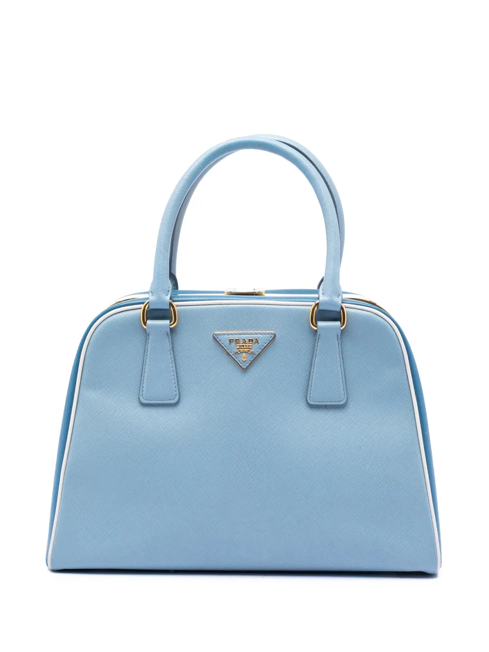 Prada Pre-Owned 2010-2025 Bicolor Saffiano Lux Pyramid Frame Top Handle Bag handbag - Blu