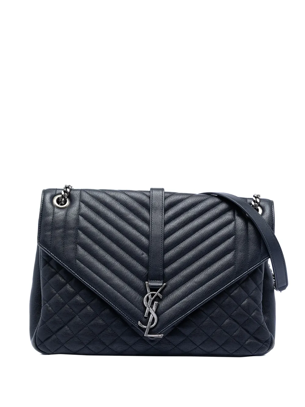 Saint Laurent Pre-Owned 2017 Large Triquilt Sheepskin Monogram College Bag shoulder bag - Blau