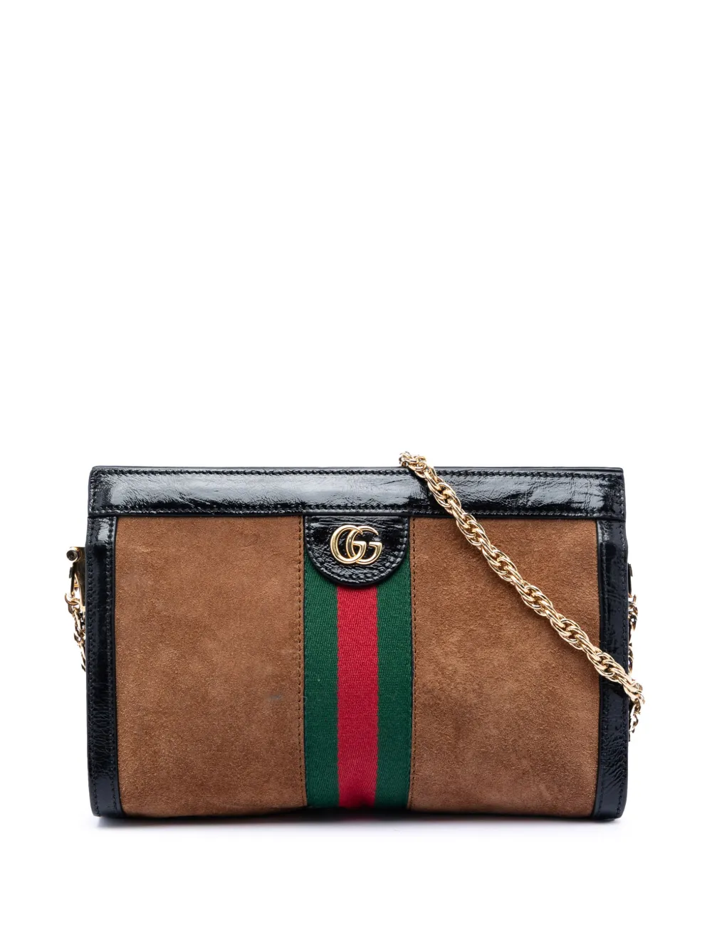 Gucci Pre-Owned 2016-2025 Small Suede Web Ophidia Chain crossbody bag - Nero