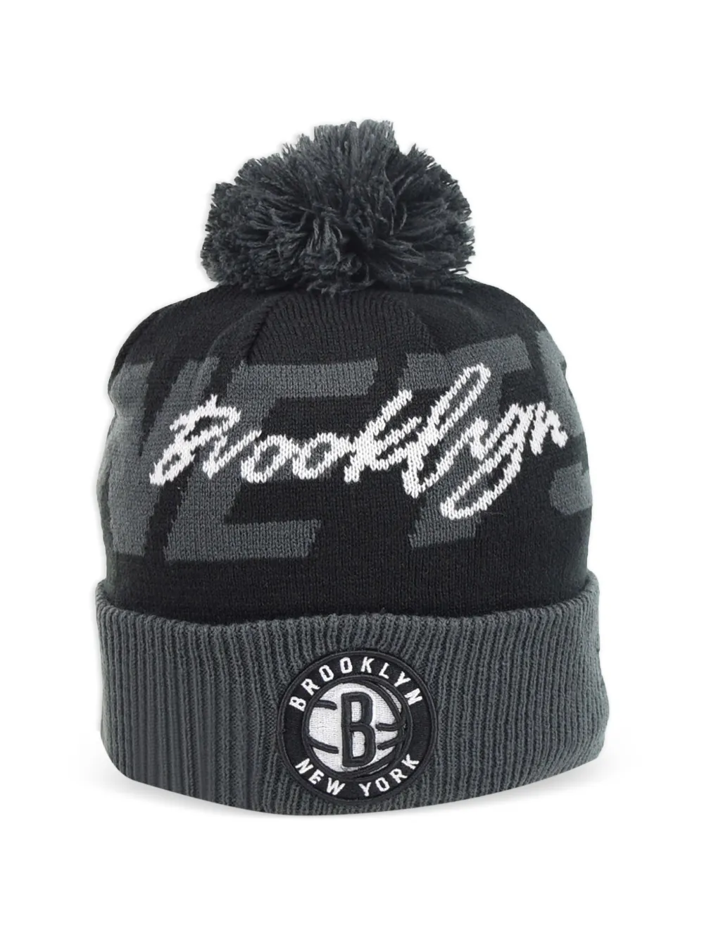 NEW ERA CAP Brooklyn Nets cuffed pom-pom beanie hat - Nero