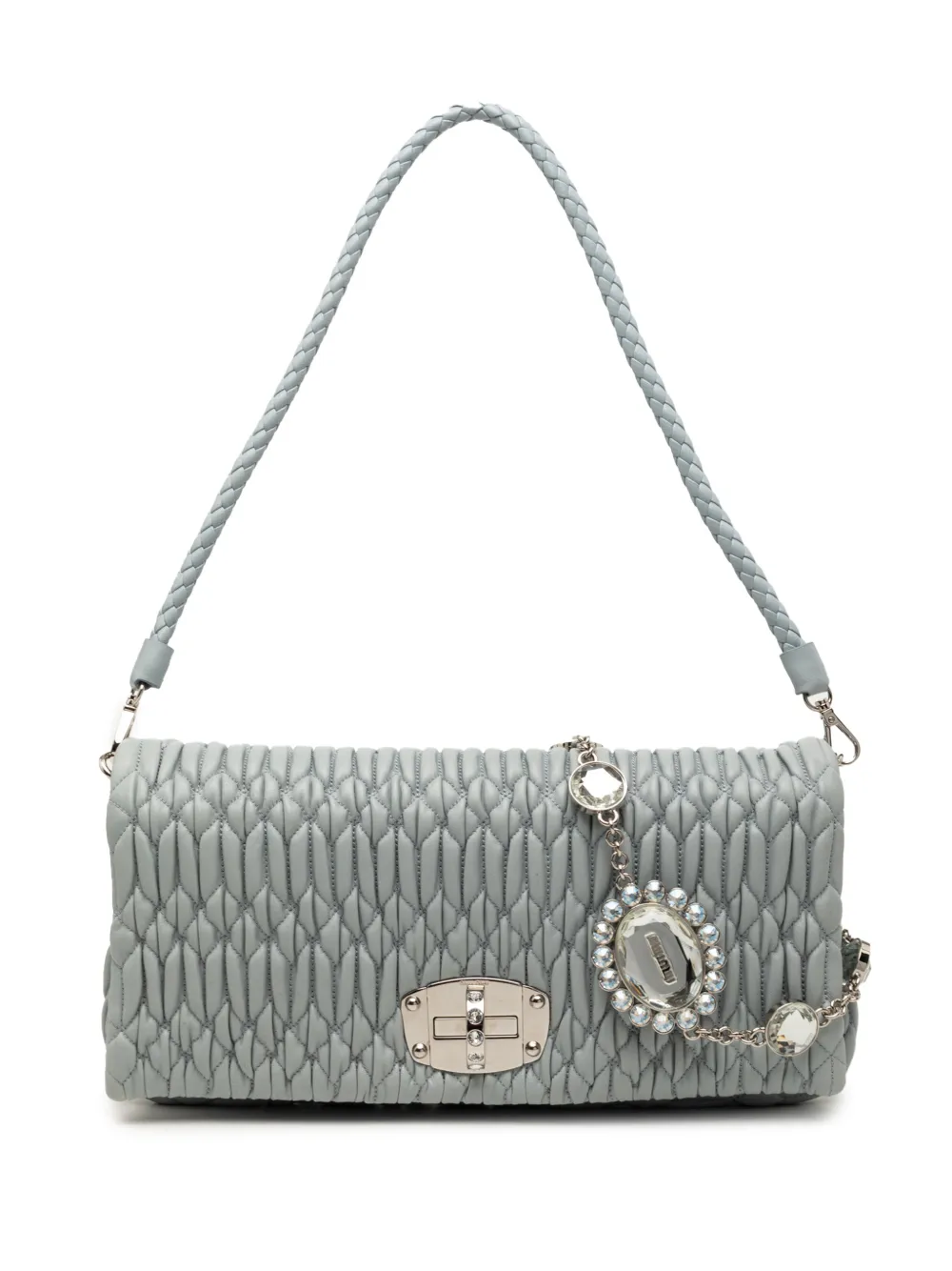 Miu Miu Pre-Owned 2010-2025 Matelasse Nappa Crystal Chain satchel - Blu