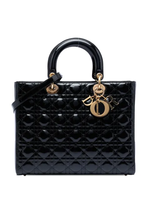 Christian Dior Pre-Owned 2012 ラージ パテント カナージュ レディ ディオール サッチェルバッグ