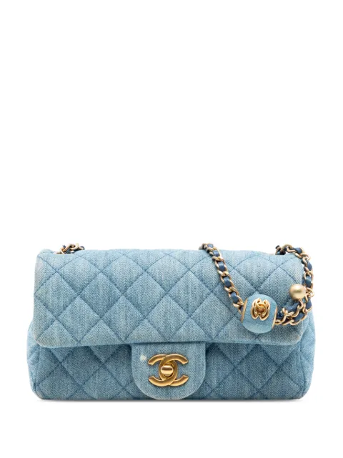 CHANEL Pre-Owned 2021-2026 Mini Rectangular Classic Denim Pearl Crush Single Flap crossbody bag