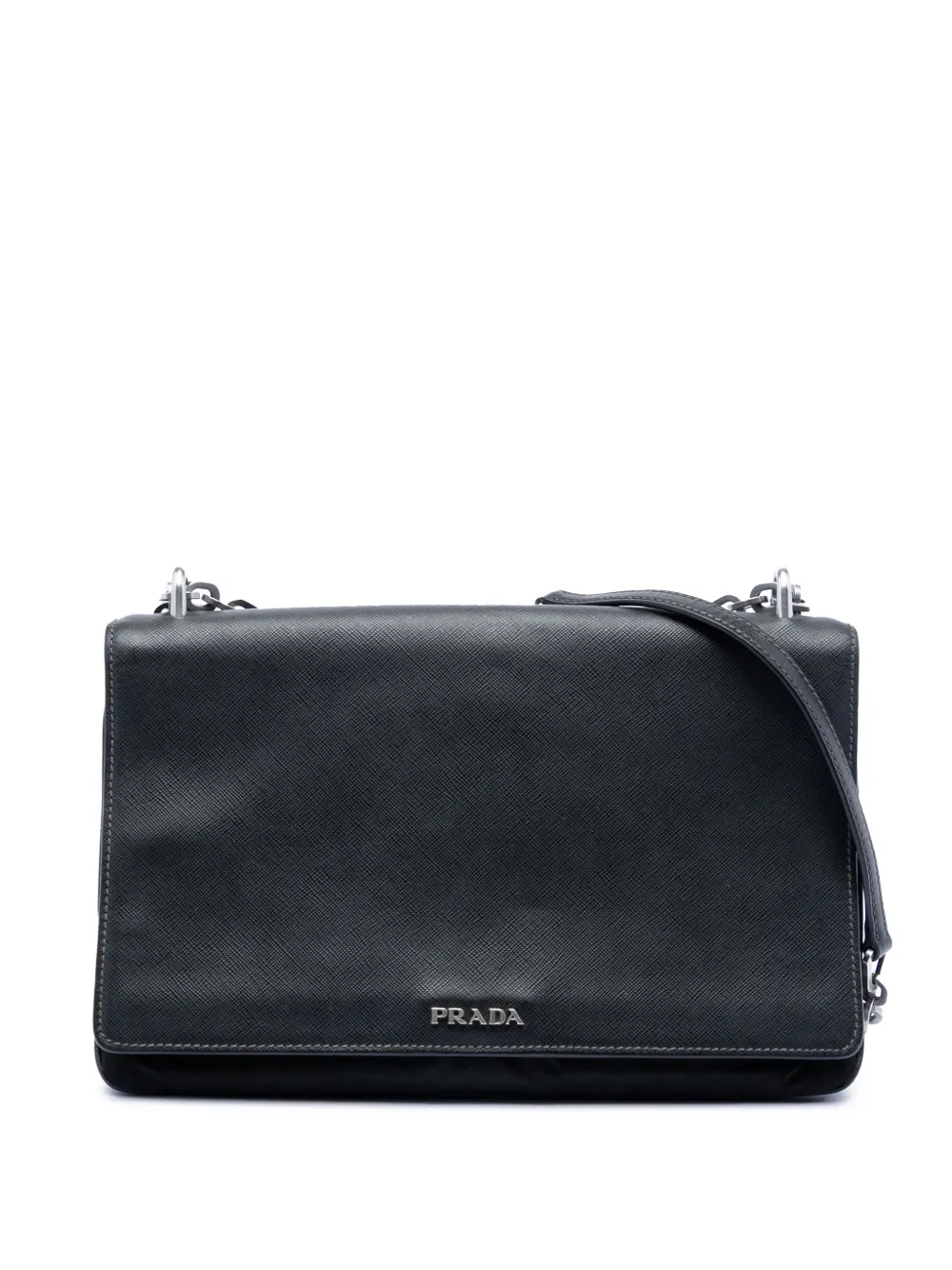 Prada Pre-Owned 2000-2013 Saffiano Lux and Tessuto Chain crossbody bag - Nero