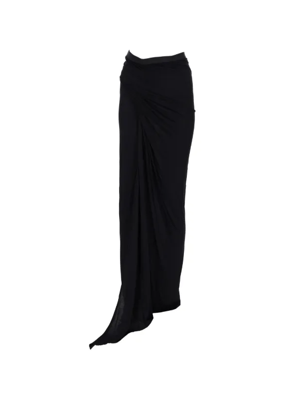 Rick Owens Lilies Draped Midi Skirt | Black | FARFETCH