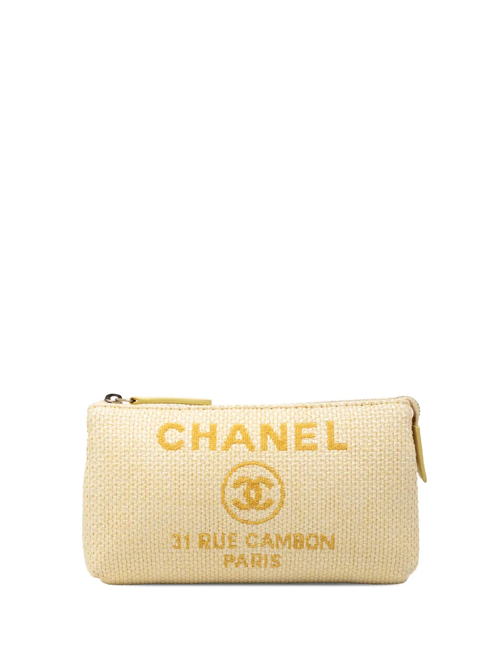 CHANEL Pre-Owned 2016-2017 Raffia Deauville pouch - Giallo