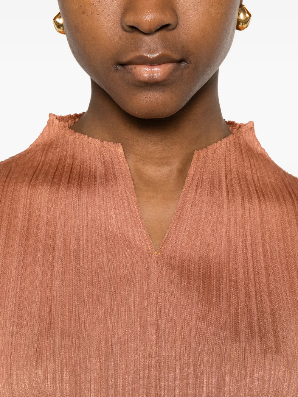 Pleats Please Issey Miyake March geplooide midi-jurk Oranje