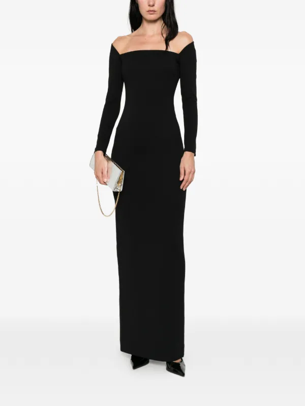 mini velvet long sleeve dress Gilda | Black Velvet Bardot Long-Sleeve Mini Dress