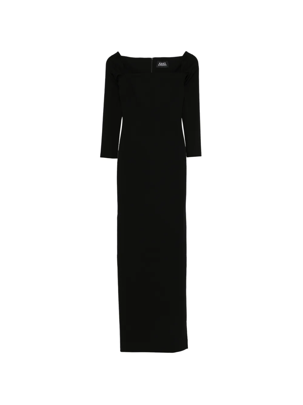 Solace London Lolita square-neck long-sleeves maxi dress - Nero