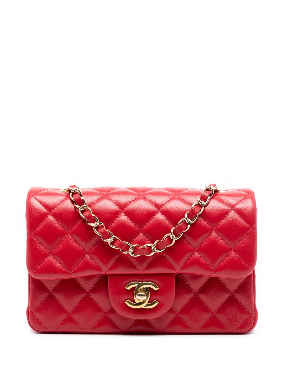 CHANEL Pre-Owned 2017-2018 Mini Rectangular Classic Lambskin Single Flap crossbody bag - Rosso
