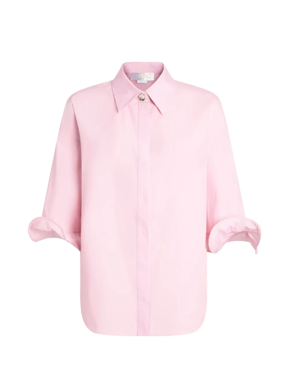 Genny Camicia con ruches e bottone a fiore - Rosa