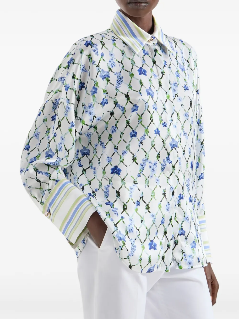 Genny Blouse met bloemenprint Wit