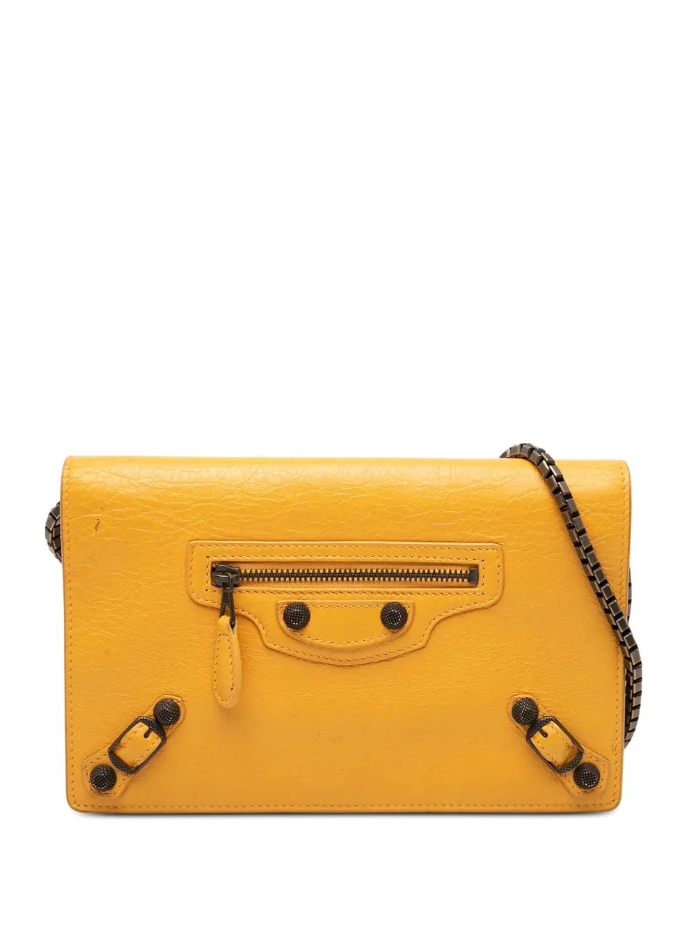 Balenciaga Pre-Owned 2016 Lambskin Motocross Giant 12 Continental Flap Wallet on Chain crossbody bag - Giallo