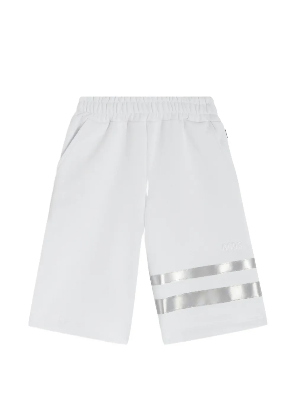 Gcds Kids silver stripes shorts - Bianco