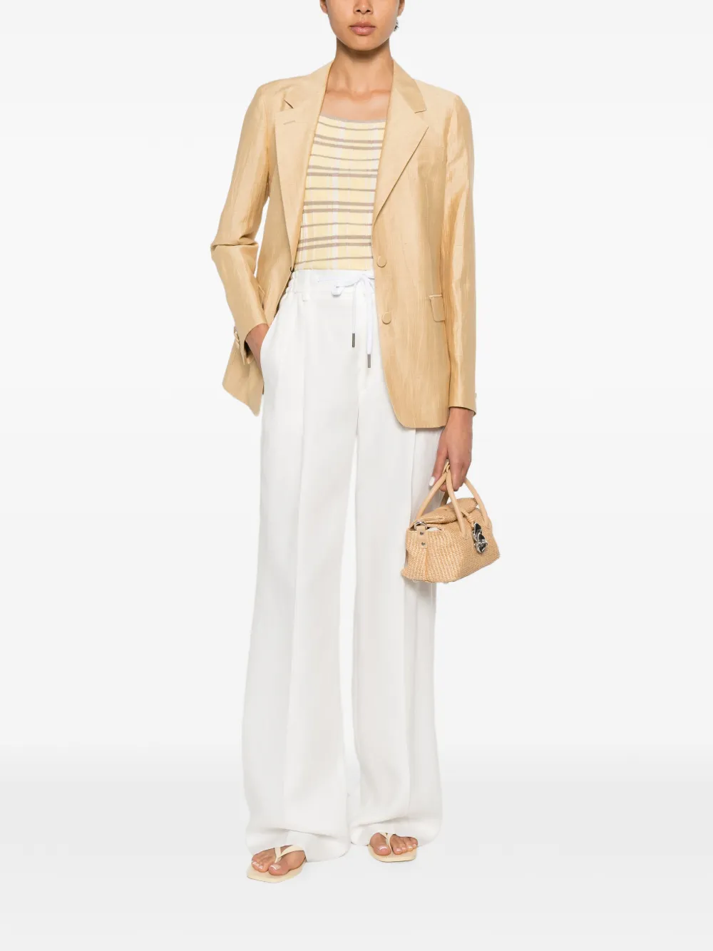 Tagliatore Blazer met enkele rij knopen en slub-textuur Beige