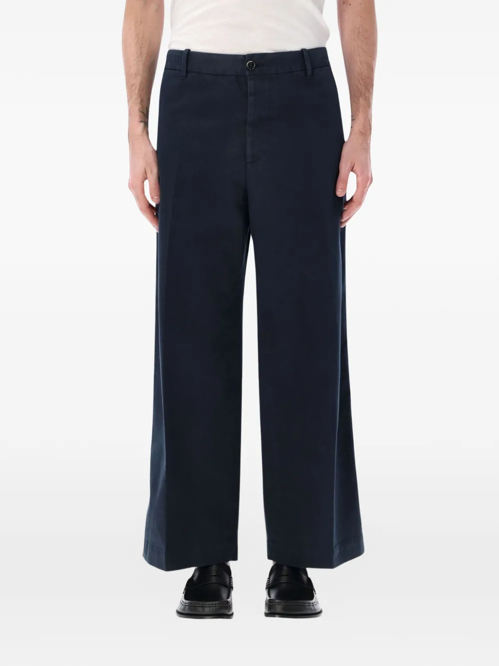 Nine In The Morning Thiago logo-patch chino trousers - Blu