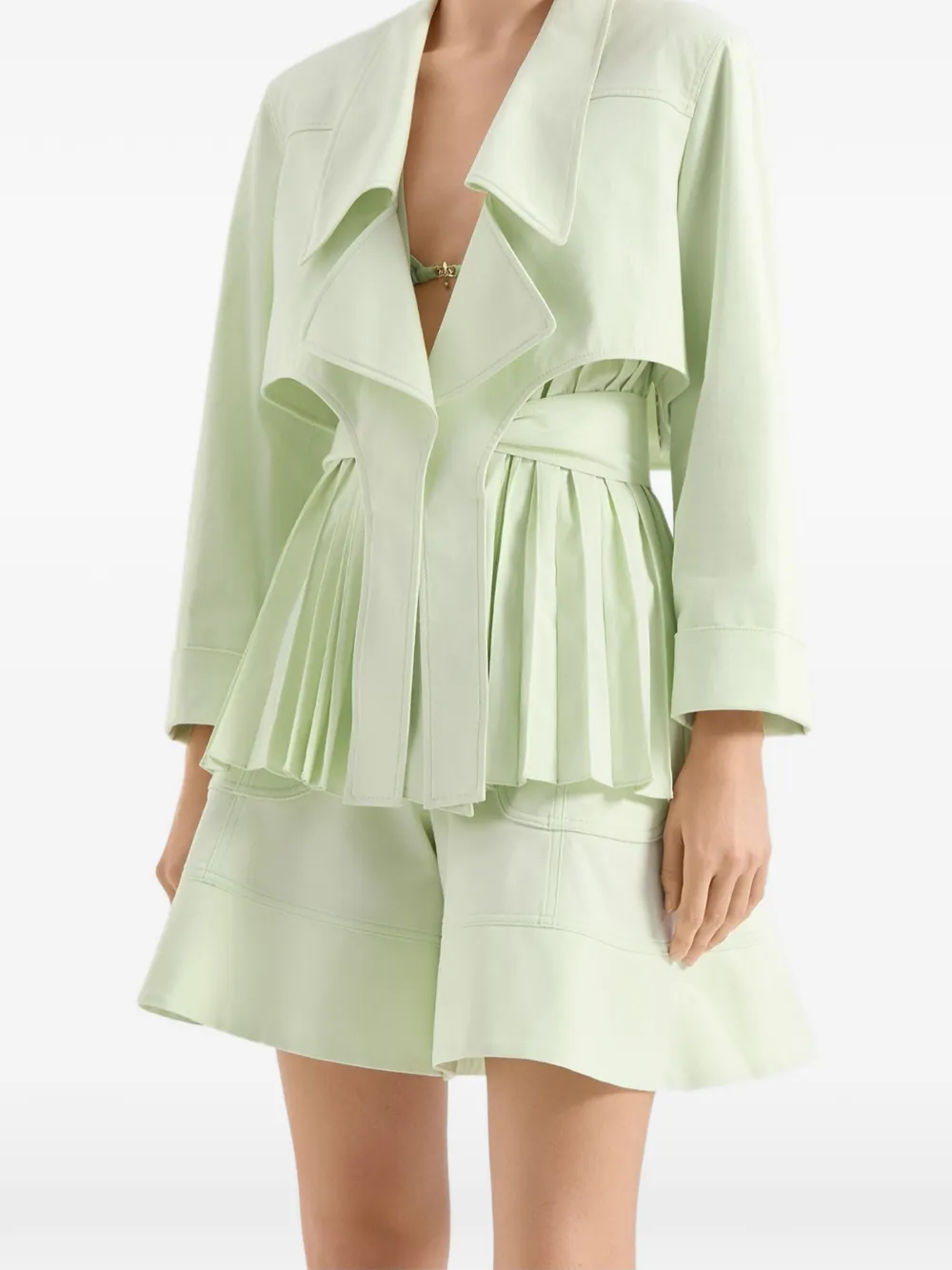  Genny Pleated Cropped Jacket - Green 