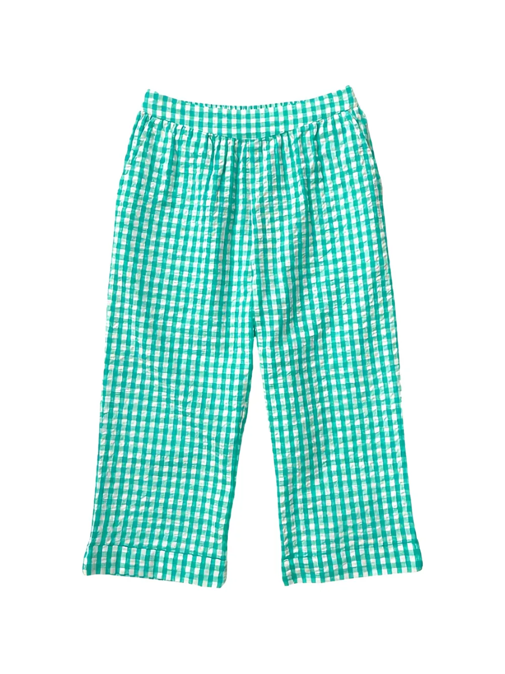 SUN68 KIDS gingham-check embroidered trousers - Verde