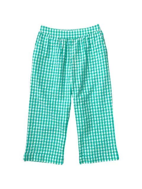 SUN68 KIDS gingham-check embroidered trousers