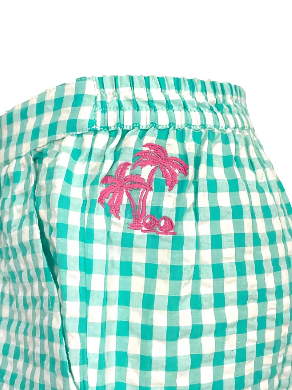 SUN68 KIDS Broek met gingham-ruit en borduurwerk Groen