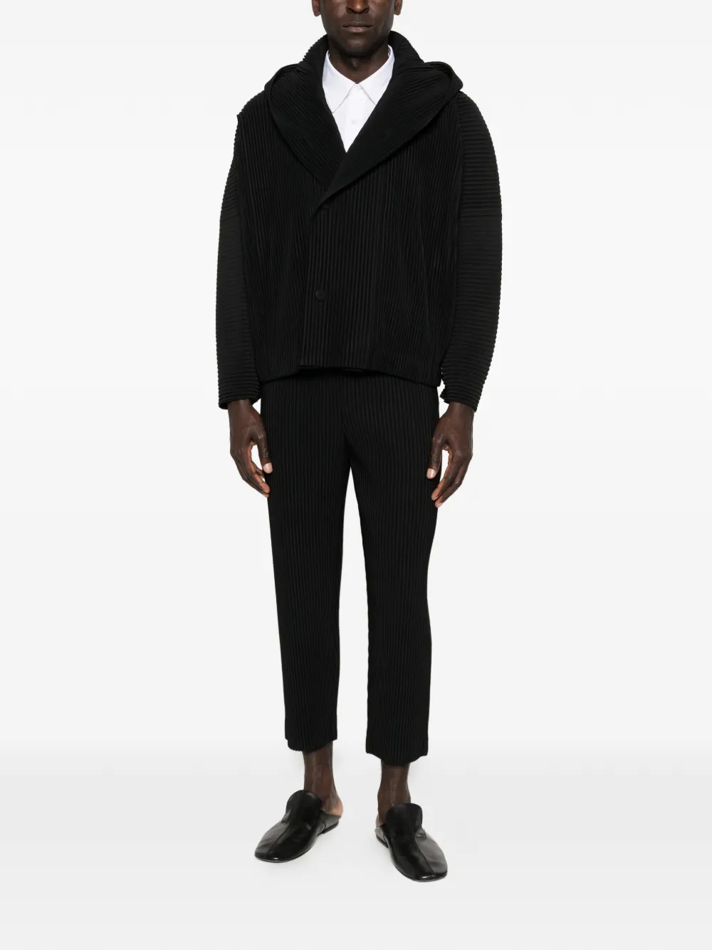 Homme Plissé Issey Miyake March plissé jack met knopen Zwart
