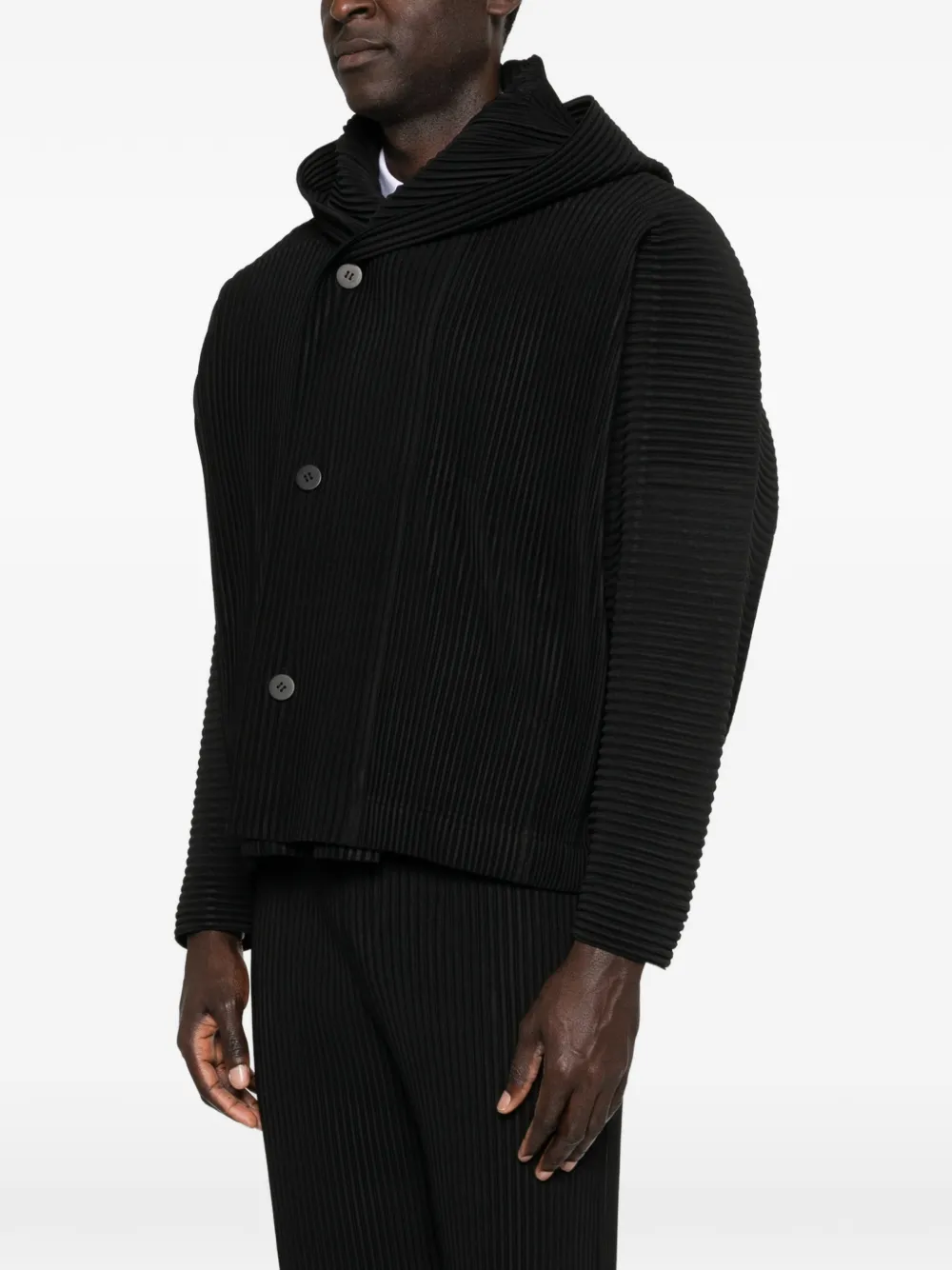 Homme Plissé Issey Miyake March plissé jack met knopen Zwart