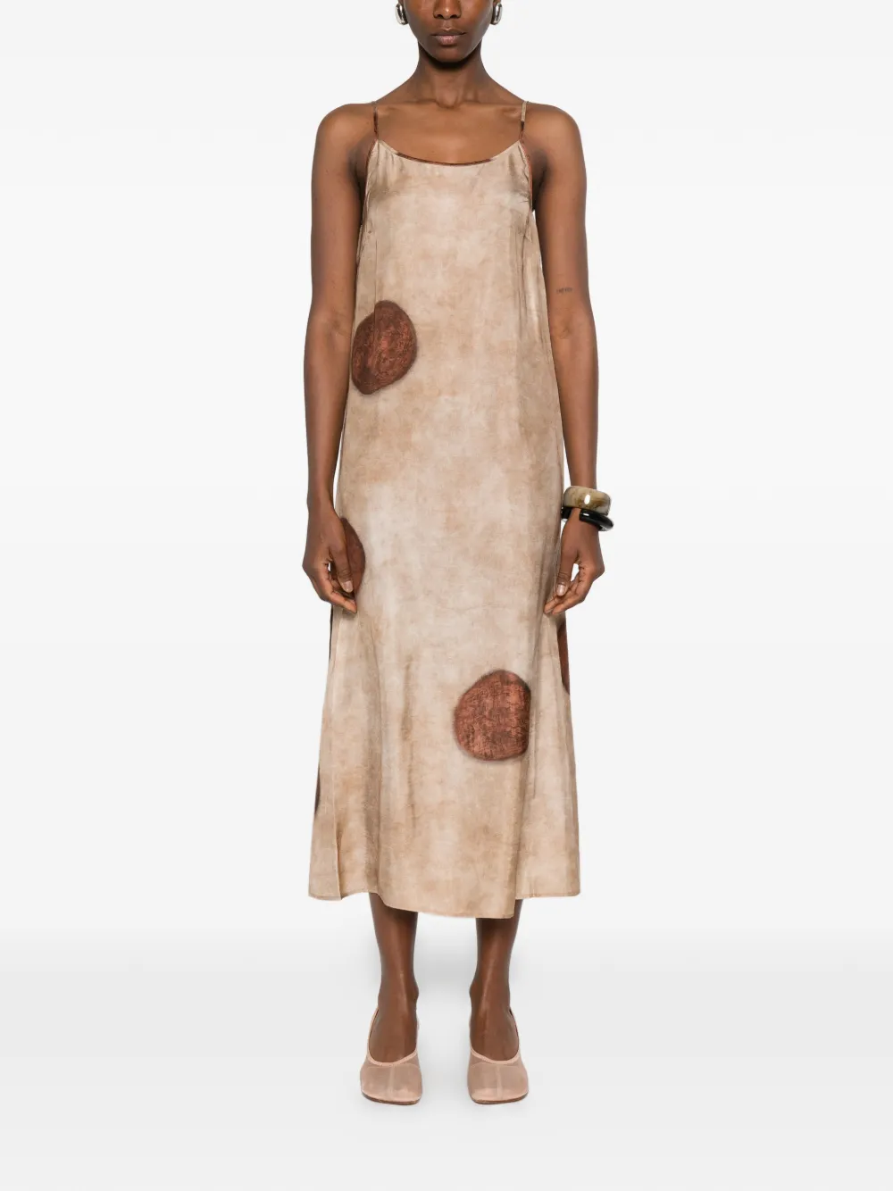 Uma Wang Anaya Dotted Midi Dress In Neutral