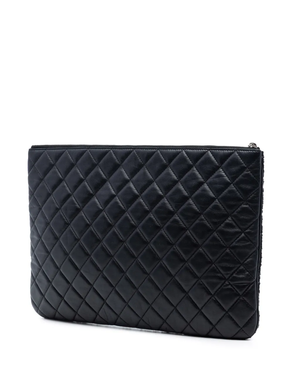  Chanel Pre-owned Bolso De Mano Camellia O Case Grande De Tweed Y Piel De Borrego Acolchado 2016-2017 - Negro 