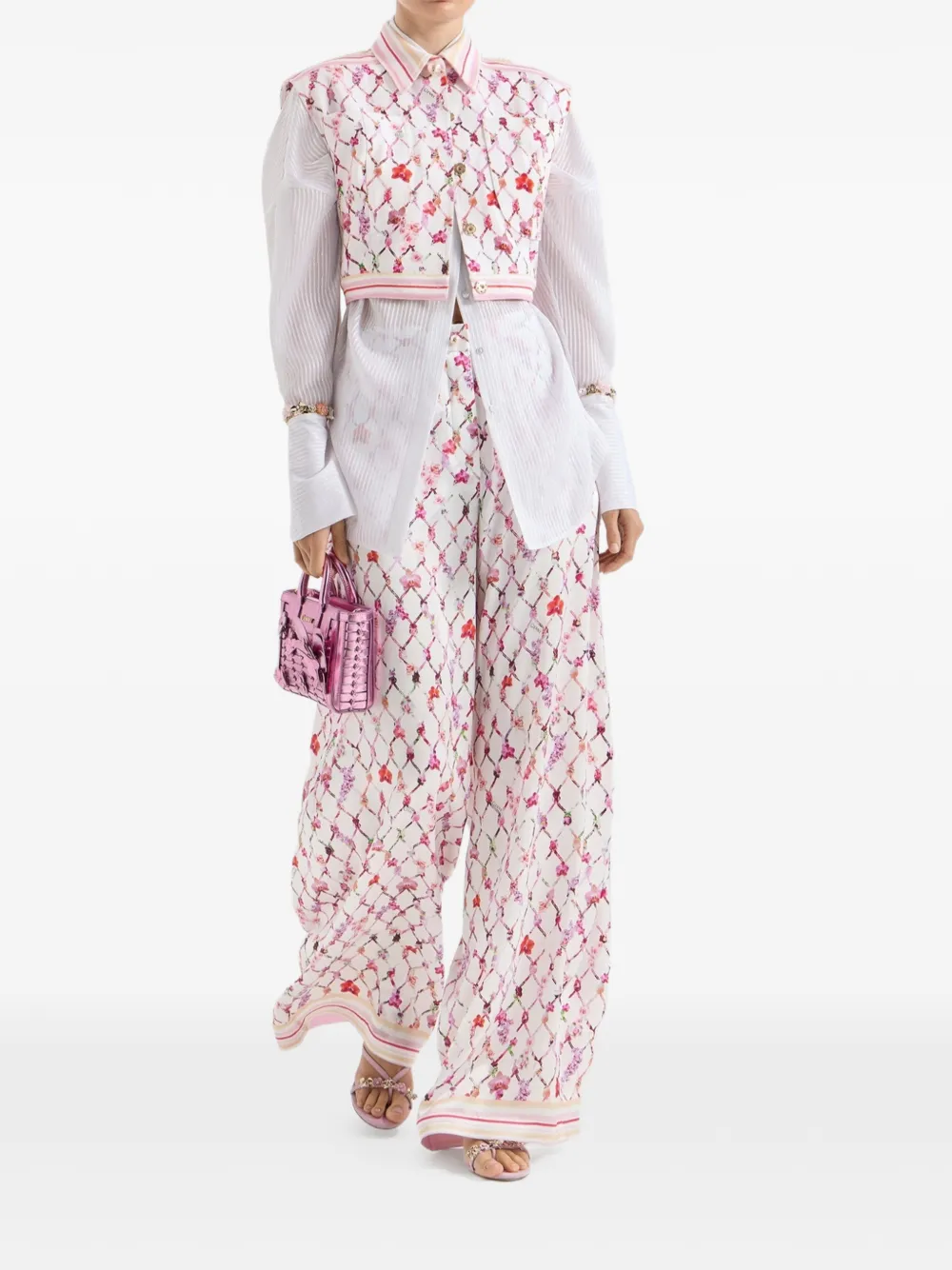 Genny Broek met bloemenprint Roze