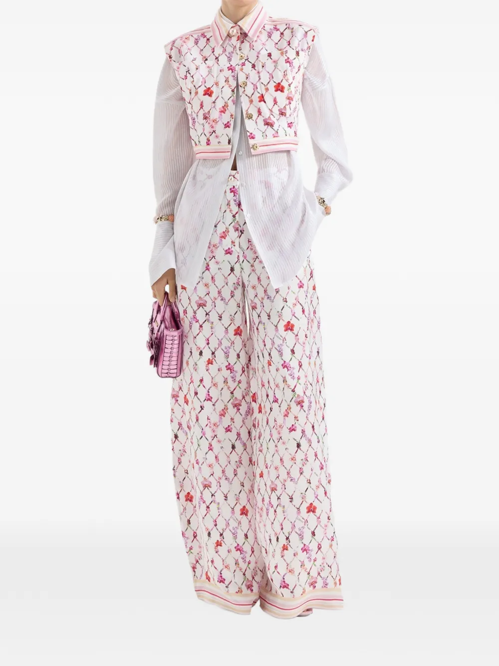 Genny Broek met bloemenprint Roze