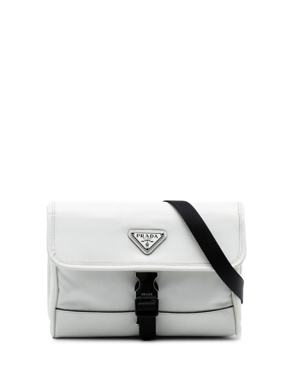 Prada Pre-Owned 2019-2025 Saffiano Trimmed Re Nylon Smartphone Case crossbody bag - Bianco