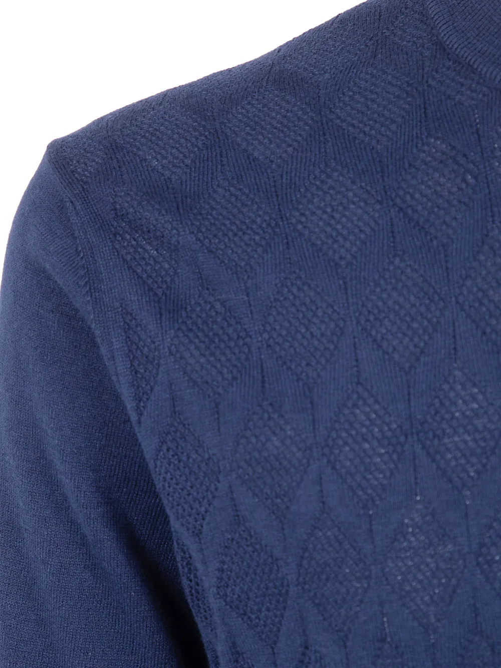 Barba Gebreid T-shirt met diamant-patroon Blauw