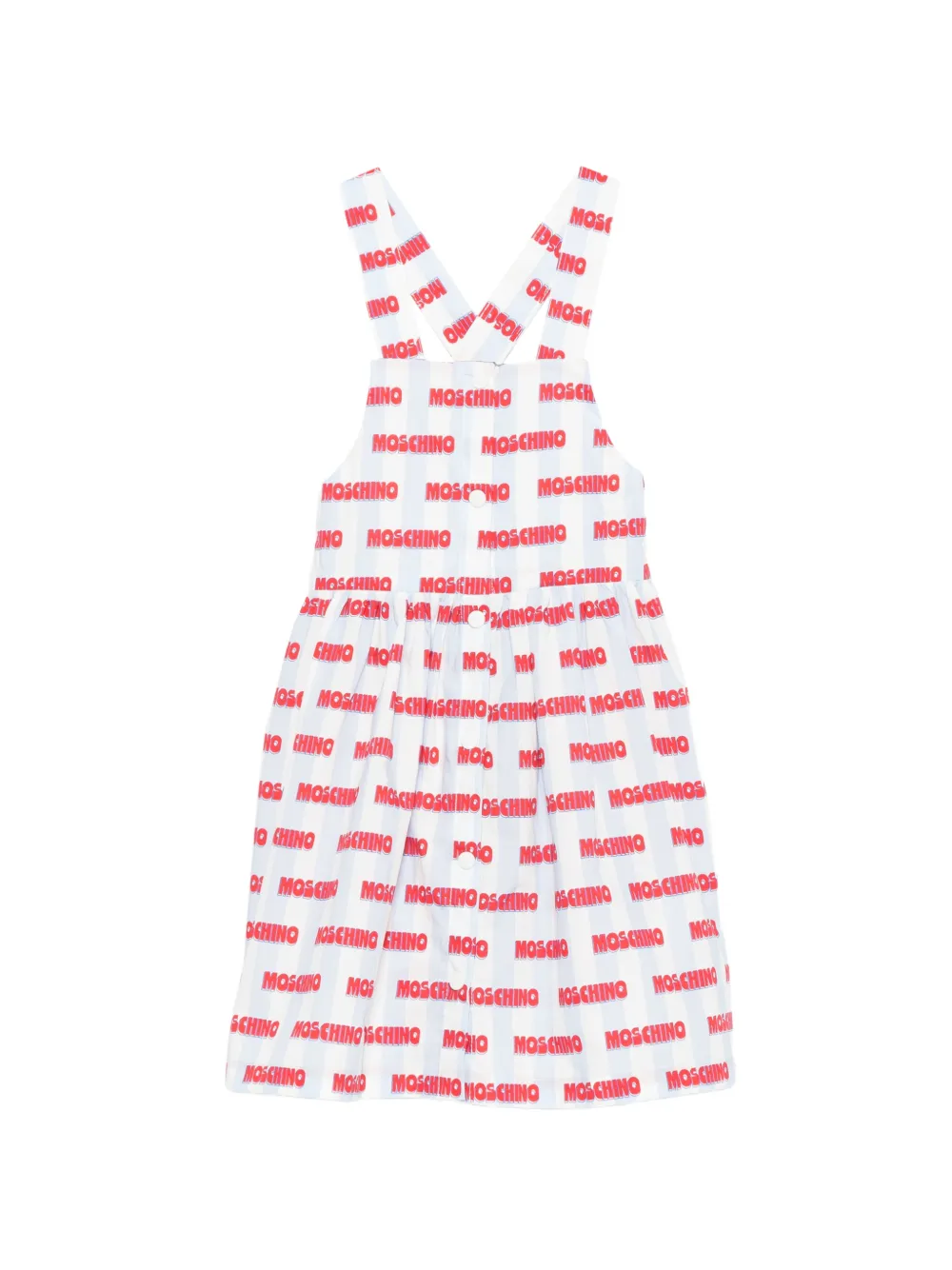 Moschino Kids Abito a righe con stampa - Bianco