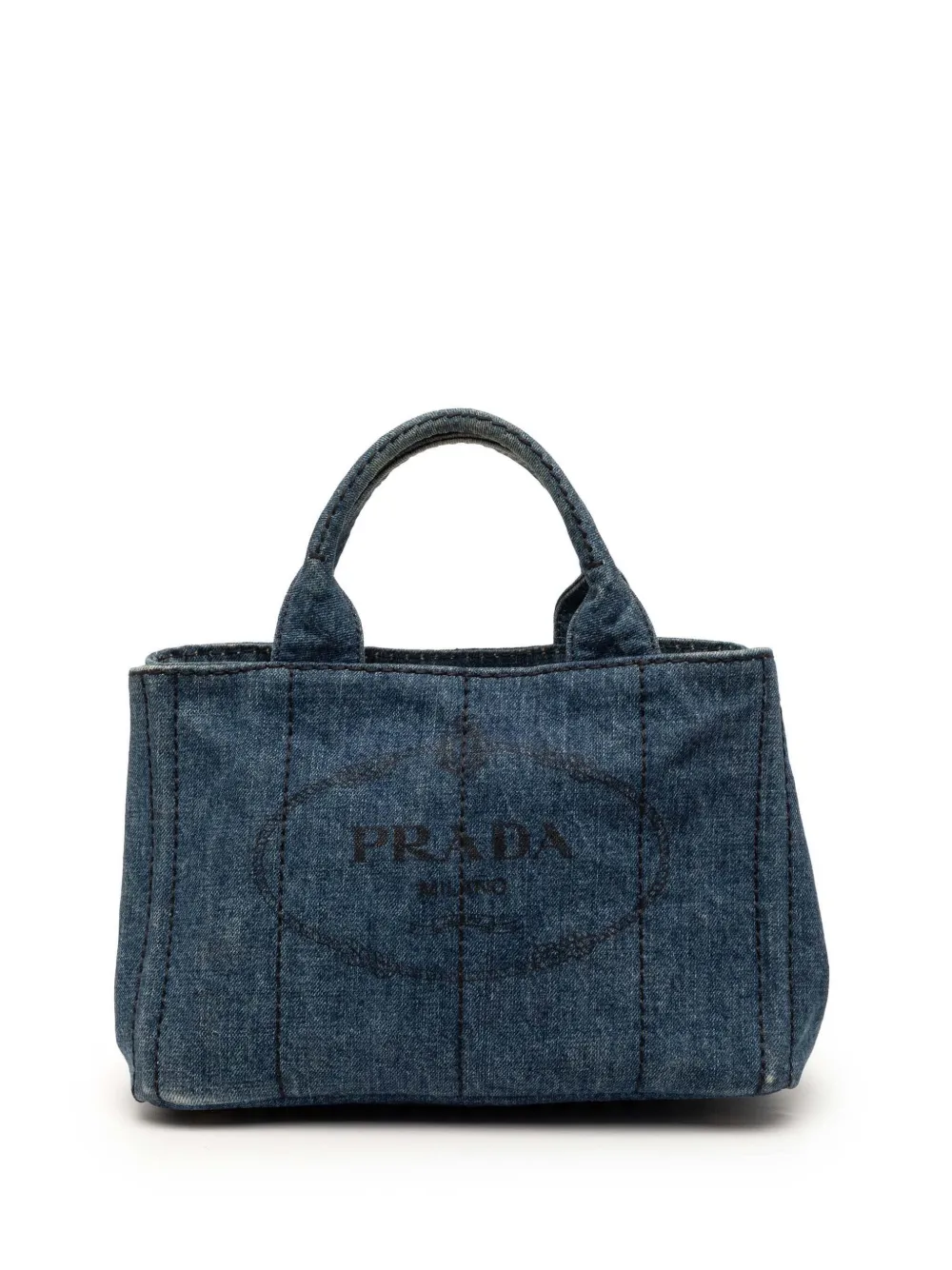 Prada Pre-Owned 2013-2025 Small Denim Canapa Logo satchel - Blu