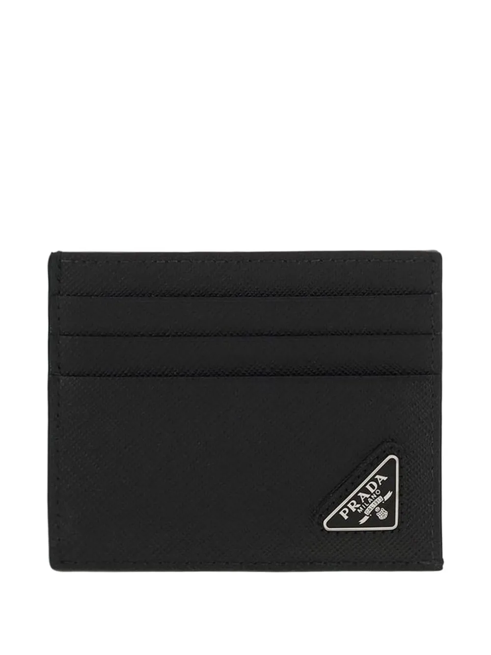 Prada logo-plaque leather card holder - Schwarz