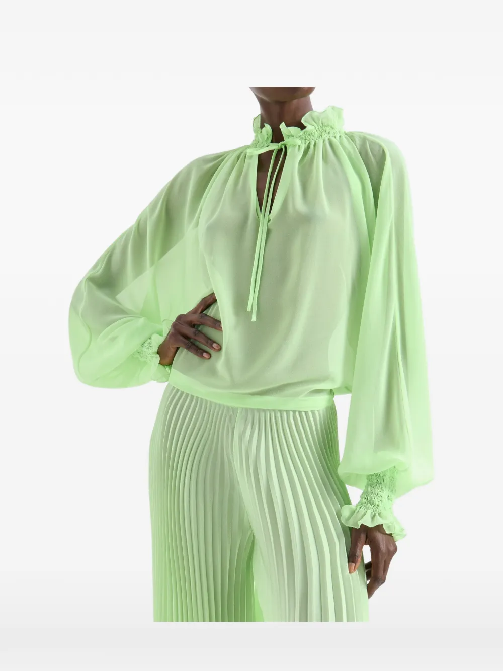 Genny Blouse met trekkoord Groen