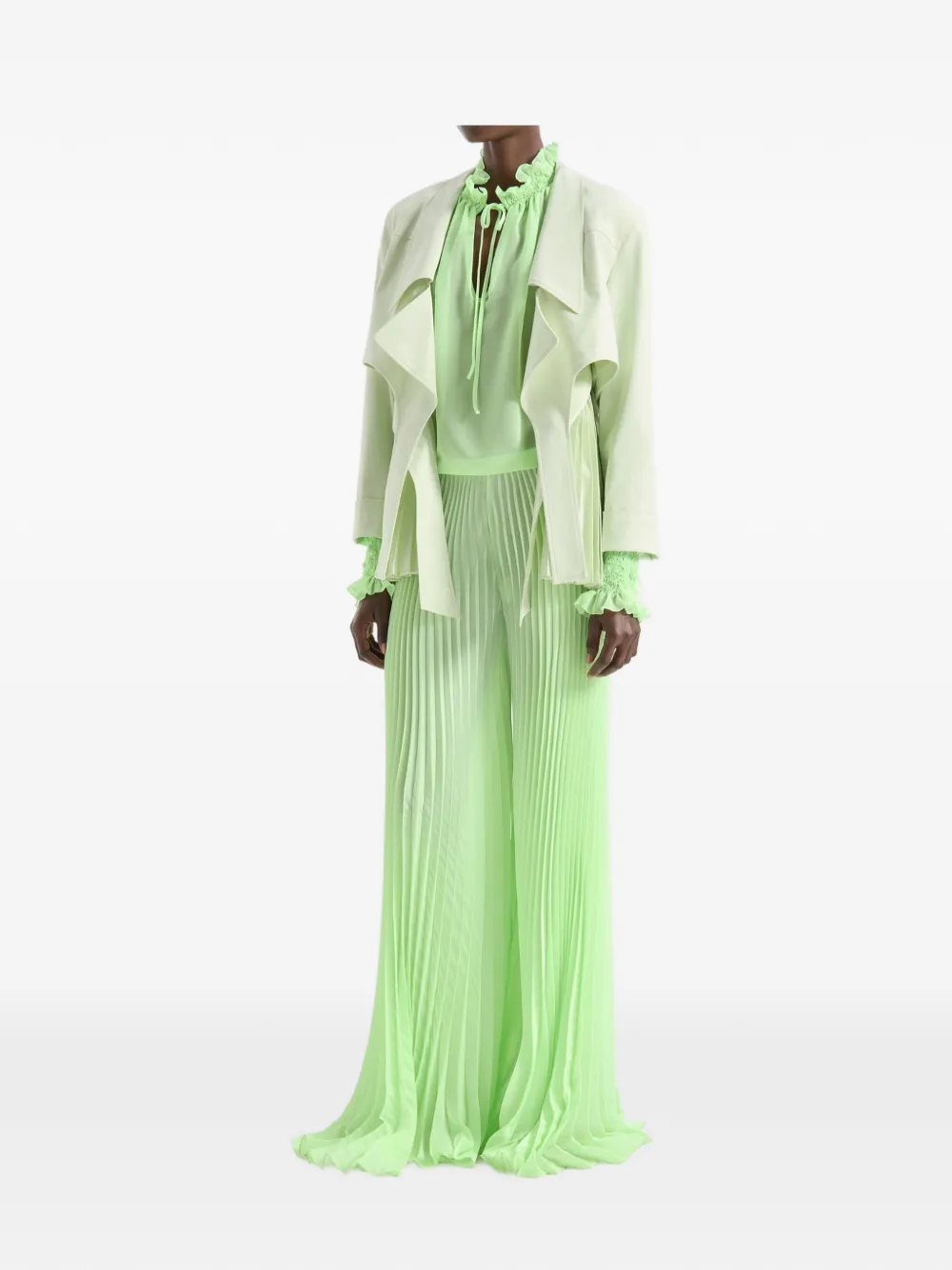  Genny Drawstring Fluid Blouse - Green 
