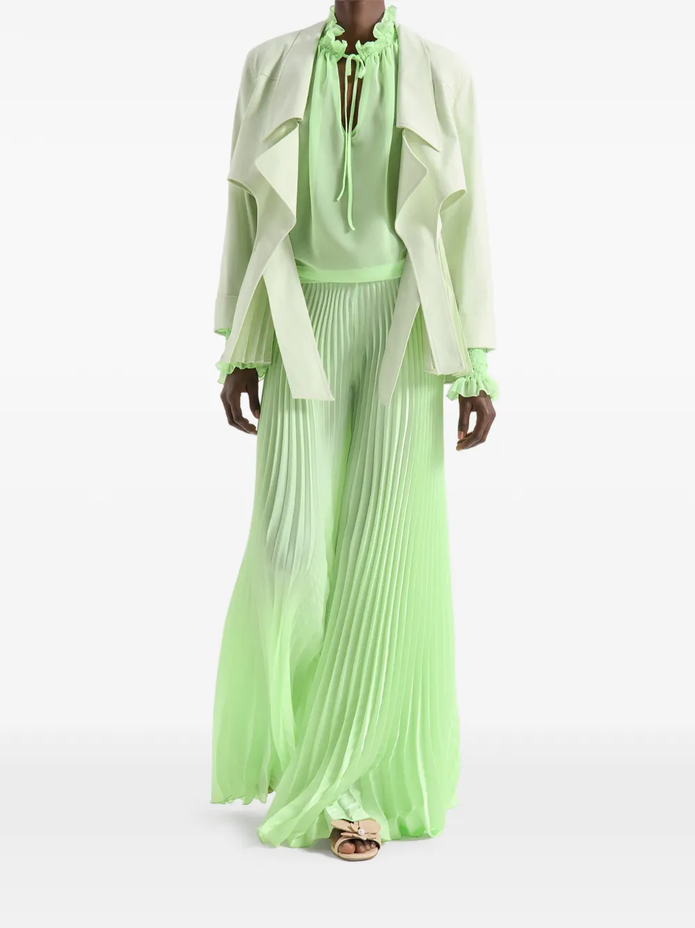  Genny Drawstring Fluid Blouse - Green 