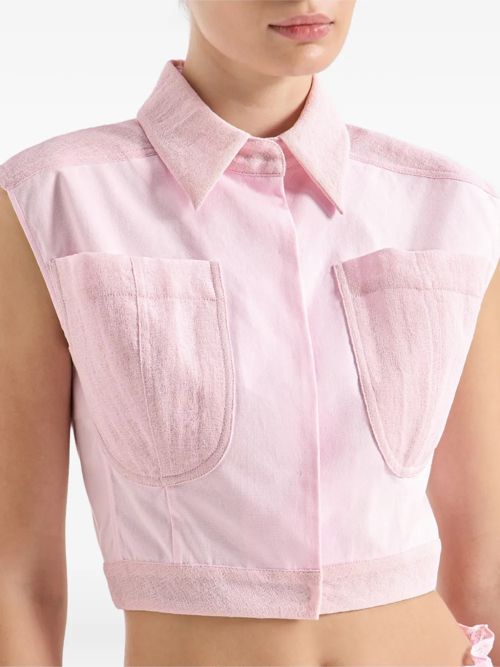 Genny Mouwloze top met zak Roze