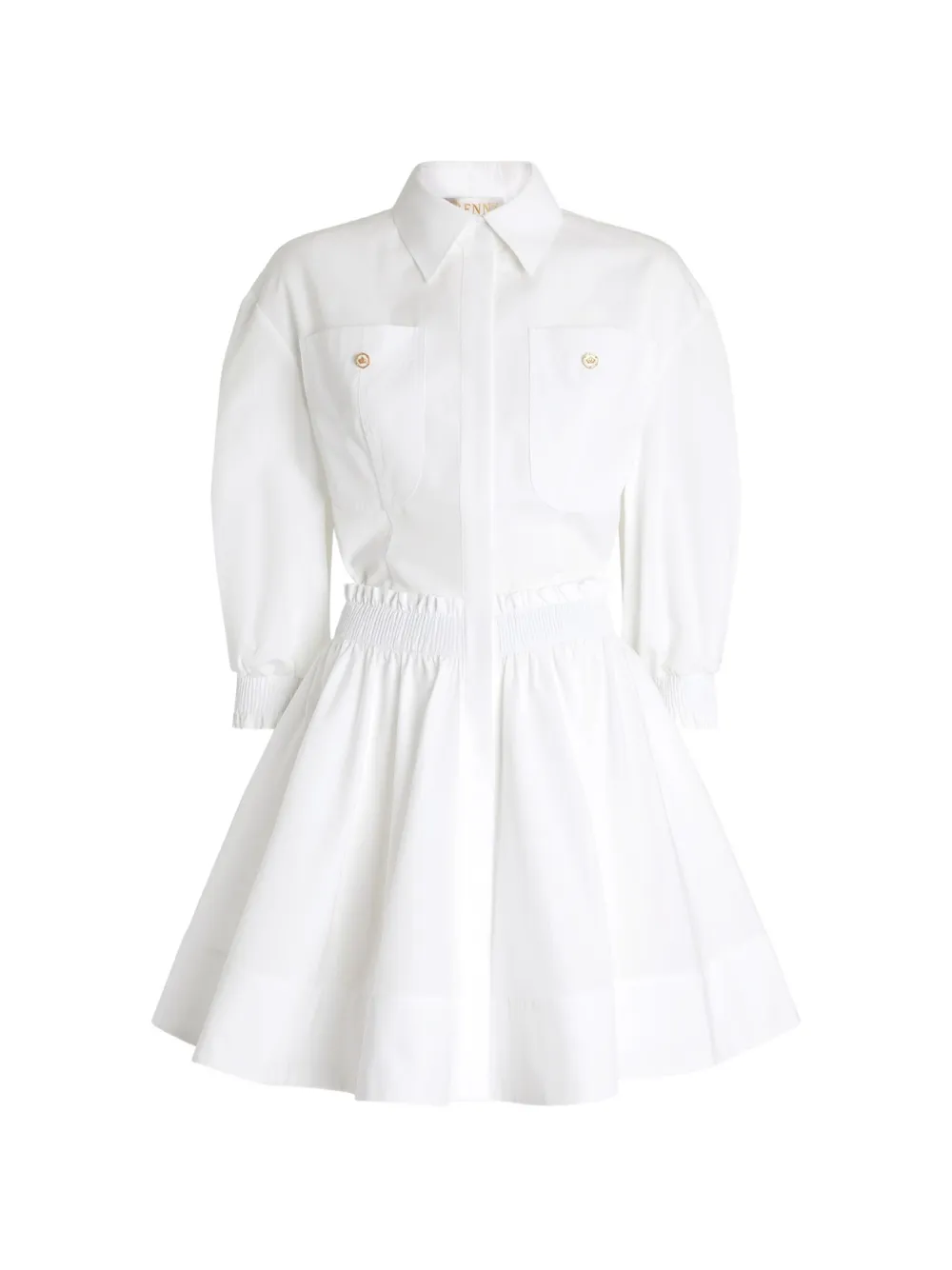 Genny pocket shirred dress - White